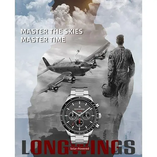 Чоловічий водостійкий наручний годинник North Edge Long Wings 5 Bar - фото 5