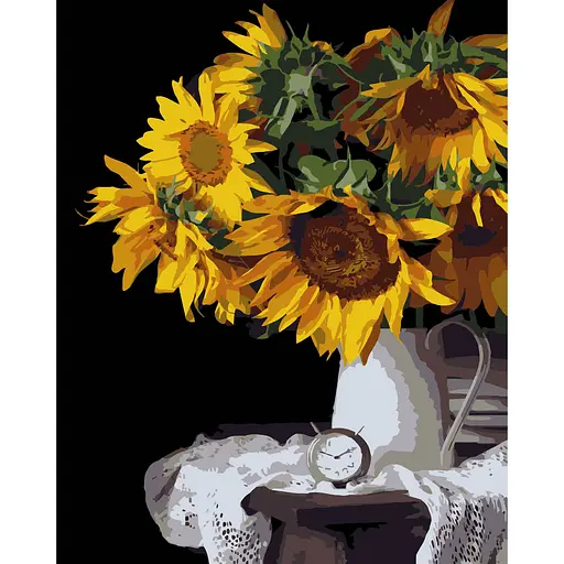 Набор для росписи по номерам Strateg Букет подсолнечников на черном фоне 40 х 50 см (AH1232-17) - фото 1