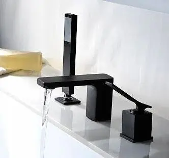 Змішувач для ванни Rea Sonic black чорний на борт ванни REA-B0185 Чорний - фото 2