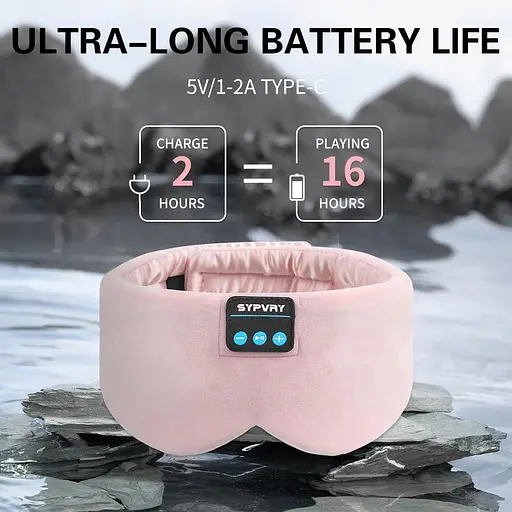 Маска для сну Bluetooth 5.4 Навушники М'яка бездротова пов'язка на голову Blackout з мікрофоном - фото 2