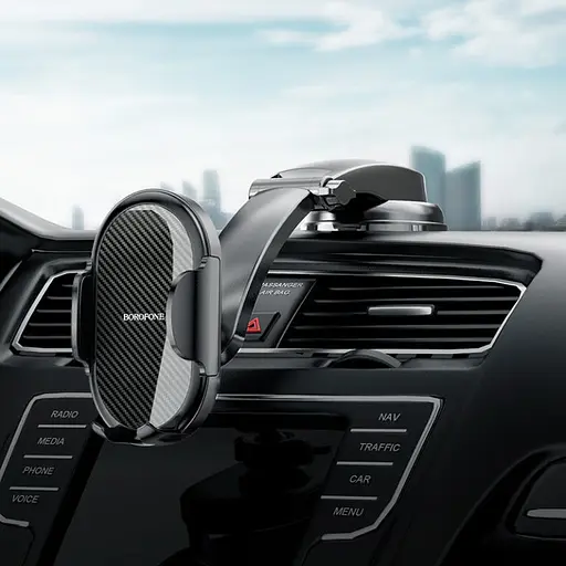 Автотримач для телефона BOROFONE BH73 Charm press type center console car holder Black - фото 7