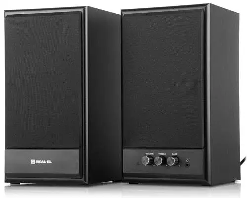 Колонки 2.0 REAL-EL S-305 Black, 2 x 20 Вт, МДФ, живлення від 220V, керування спереду