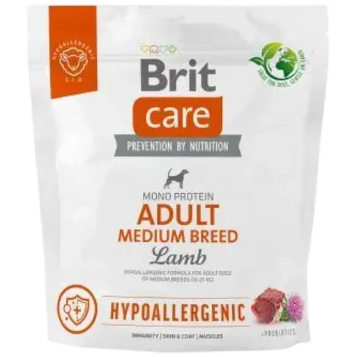 Сухой корм Brit Care Dog Hypoallergenic Adult Medium Breed для собак средних пород, гипоаллергенный с ягненком, 1 кг - фото 1