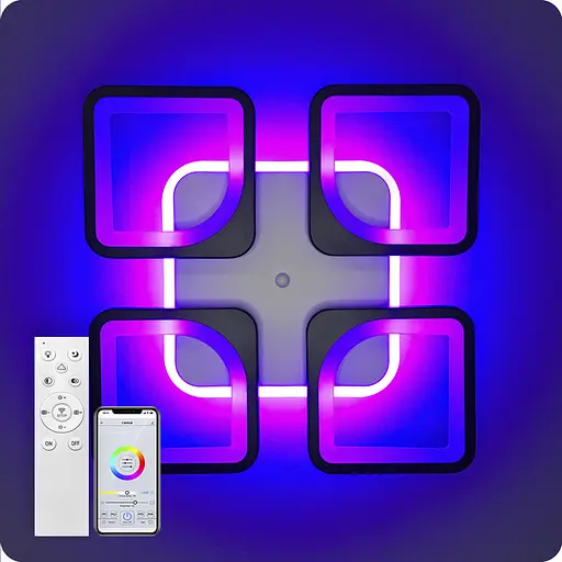 Люстра світлодіодна 517 Light 3color з пультом 96Вт Чорний (01188) - фото 13