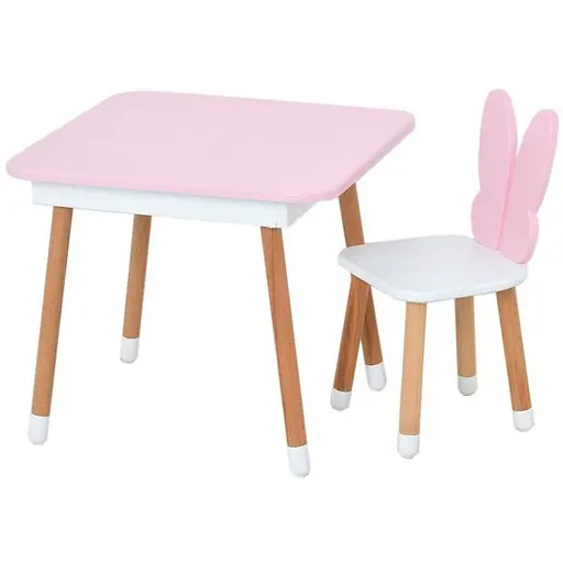 Столик со стулом Bambi "Бабочка" 05-025R-BOX с ящиком розово-белый