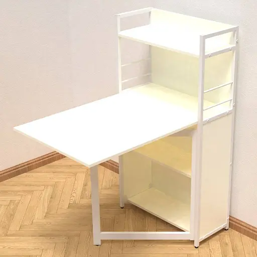 Стол книга с этажеркой Практик 1 Ferrum-decor 1200x640x990 Белый металл ДСП Белое 16 мм (FRD-104618)