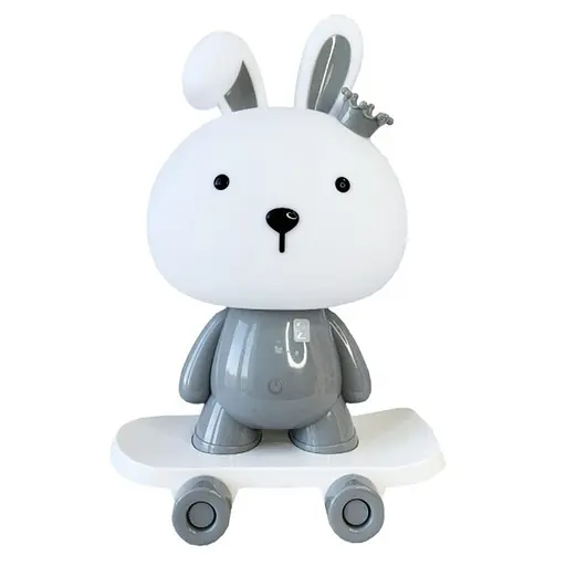 Нічник дитячий «Зайчик на скейті» Mega Zayka MGZ-1407(Grey) живлення від USB - фото 1