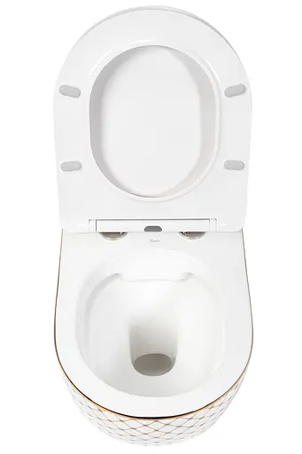 Подвесной унитаз Rea Carlos flat diamond gold белый REA-C5100, Белый - фото 4