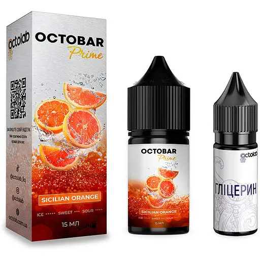 Набір компонентів для самозамісу сольової заправки Octobar Prime 15 мл Sicilian Orange Червоний апельсин 0-50 мг (19059) - фото 1