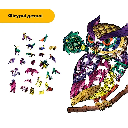 Пазл деревянный Загадочная Сова, А4, Деревянная коробка 100 элементов - фото 3