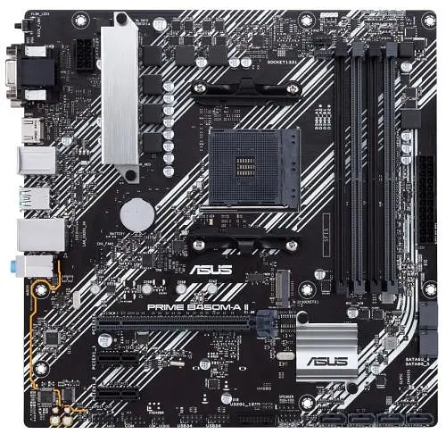 Мат.плата AM4 (B450) Asus PRIME B450M-A II, B450, 4xDDR4, Int.Video(CPU), 6xSATA3, 1xM.2, 1xPCI-E 16x 3.0, 2xPCI-E 1x 2.0, ALC88. VGA/DVI-D/HDMI, mATX - фото 2