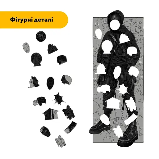 Дерев'яний фігурний пазл Кай Морі Диявольська Ніч, А5, Картонна коробка 35 елементів - фото 3