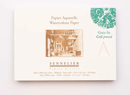 Склейка для акварели Sennelier, 20 листов, холодное прессование, 300 г/м, A6) 14,8x10,5 см - фото 2