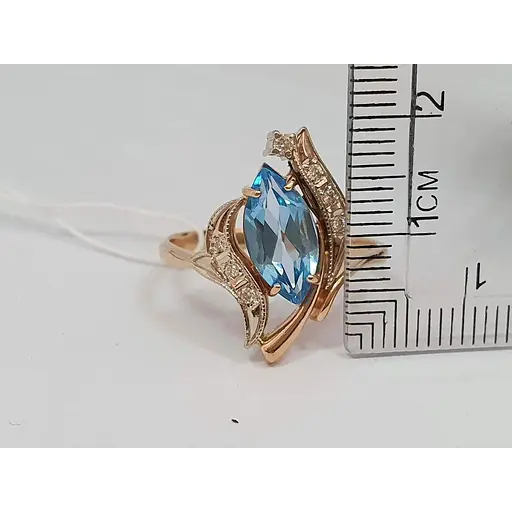 Золоте кільце Гаразд з діамантами і топазом. 3022188 19 - фото 5