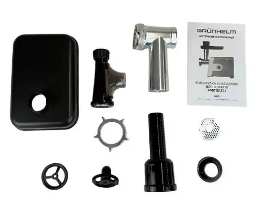 Электрическая мясорубка Grunhelm AMG181STJ с насадкой для томатов и колбас 1800 Вт - фото 6