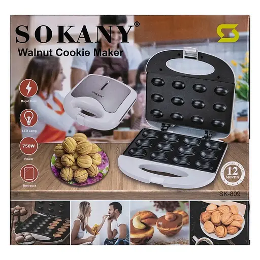 Електрогрічна горішниця Sokany SK-805 на 12 горішків з антипригарним покриттям 750Вт Чорний - фото 9