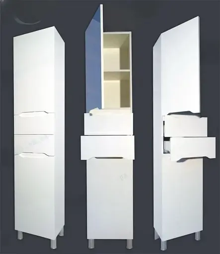 Пенал підлоговий для ванної Альба з кошиком лівий 40 см Білий 30412 - фото 7