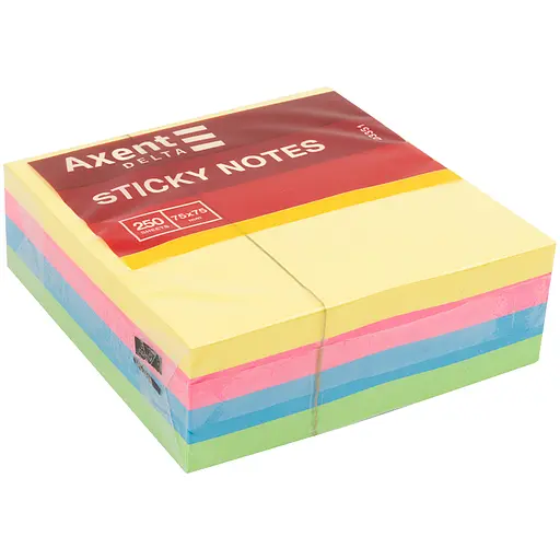 Блок бумаги с клейким слоем Axent Delta 75x75 мм 250 листов неоновые цвета (D3351) - фото 3