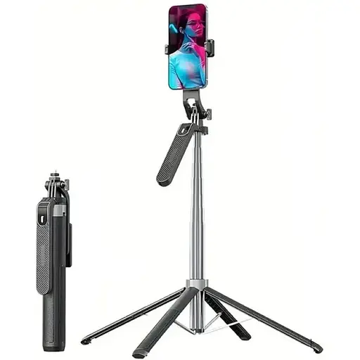 Монопод трипод беспроводной XO PRO Series P180 mini 160 см с Bluetooth пультом ДК черный - фото 1