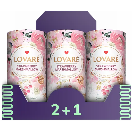 Чай зеленый Lovare Strawberry Marshmallow 240 г (3 шт. х 80 г)