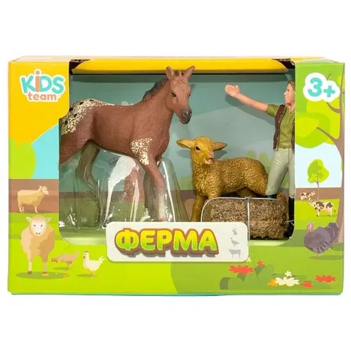 Дитячий іграшковий набір Ферма Kids Team Q9899-T1_2 конячка, вівця, фермерка - фото 1