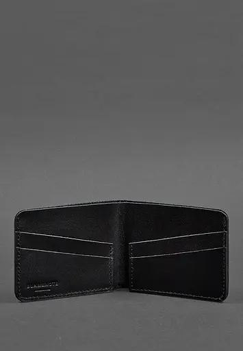 Чоловіче шкіряне портмоне 4.1 (4 кишені) вугільно-чорне - фото 5