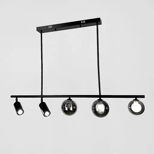 Удлиненный светильник со стопаты и графитовыми плафонами в корпусе 100 см Line F | Ст. AA249/3+2 BK - фото 2