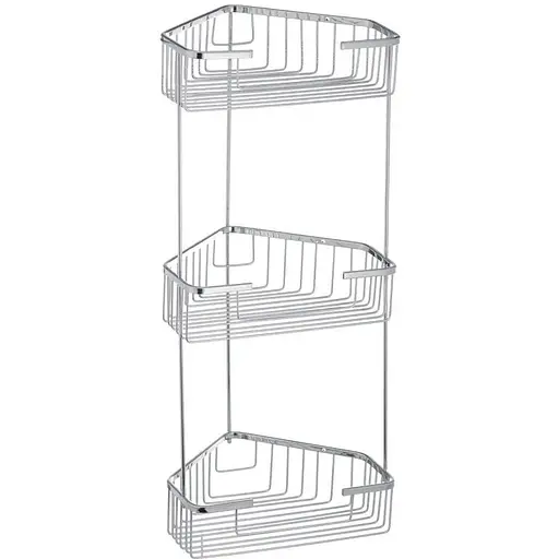 Угловая полка в ванну решетка 3-ярусная Zerix LR335-2 LL1453, Хром - фото 1