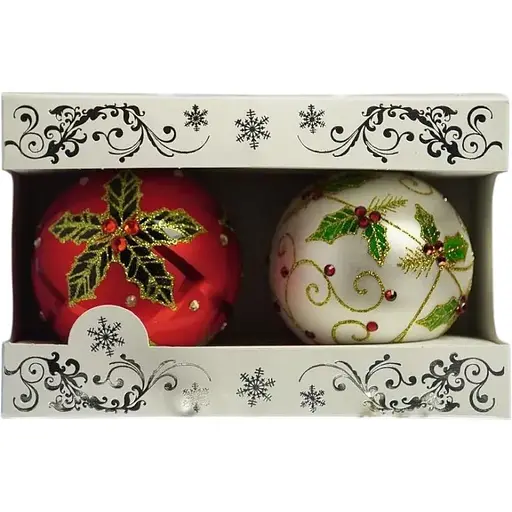 Набір ялинкових прикрас Санта Шоп Різдвяні квіти скло (4820001112382)