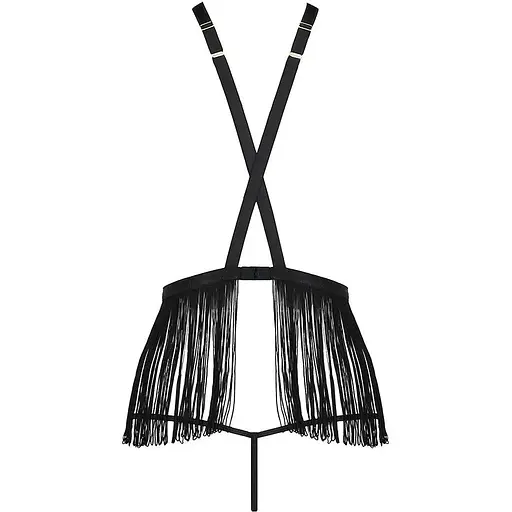 Комплект белья Passion Exclusive INDRA SET OpenBra Black XXL/XXXL: стринги, портупея с бахромой - фото 6