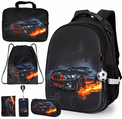 Ортопедичний шкільний рюкзак 6 в 1 для хлопчика School Standard 38х30х18 см з Машиной для молодших класів (170-59)