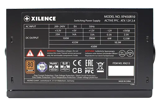 Блок питания 450W Xilence XP450R10 Gaming series, 120mm, 80+ BRONZE, Retail Box - фото 6