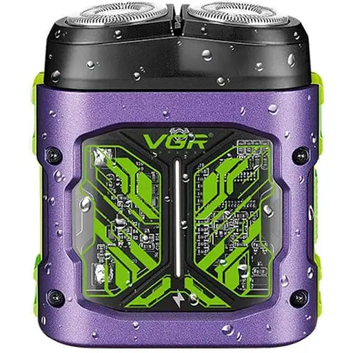 Электробритва аккумуляторная VGR V-344 Роторная 8000 RPM Влагозащита IPX6 Фиолетовая - фото 1