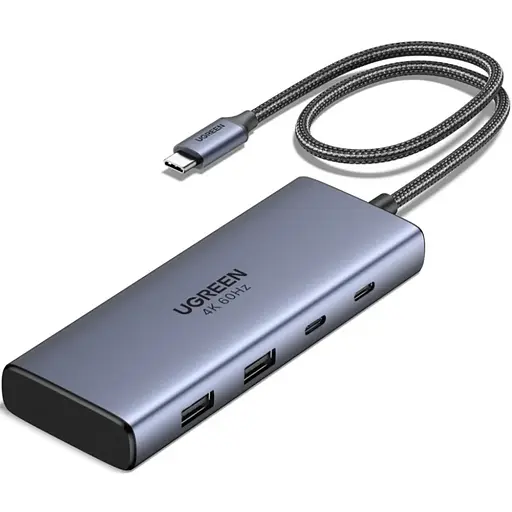 Хаб USB 3.2 Type-C ->2xUSB-A 3.2/2xUSB-C 3.2 10Гбіт/с/ 2xHDMI 4K60Гц PD 100Вт,сірий CM498 Ugreen - фото 1