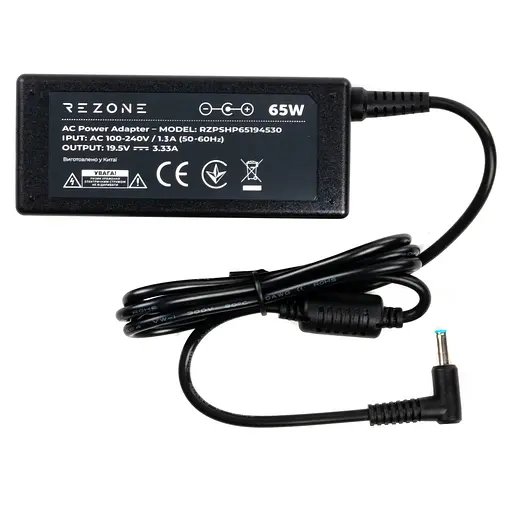 Блок живлення для ноутбука Rezone HP 65W 19.5V 3.33А 4.5*3.0 (RZPSHP65194530) - фото 1