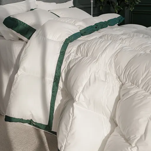 Одеяло пуховое MirSon Imperial Delight, летнее, 215х155 см, белое с зеленым кантом - фото 22