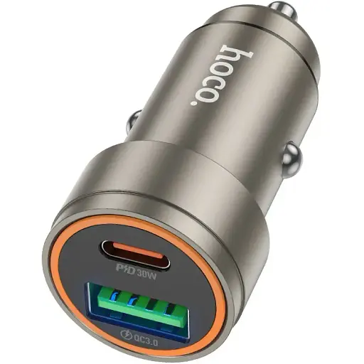 Автомобільний зарядний пристрій Hoco Z57A Glorious PD30W+QC3.0 car charger Чорний - фото 1