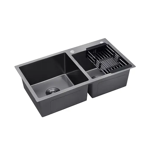 Кухонная мойка Kroner KRP Schwarze - 7843ZHM PVD (3,0/1,0 мм) (CV022797) - фото 3