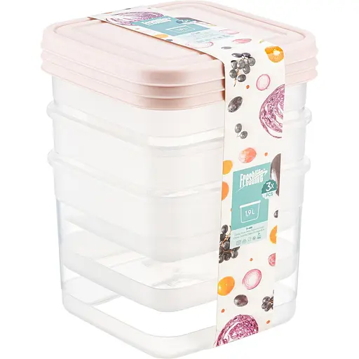 Контейнер для зберігання продуктів Freshlife квадратний 3 шт. х 1.9 л (D - 488)