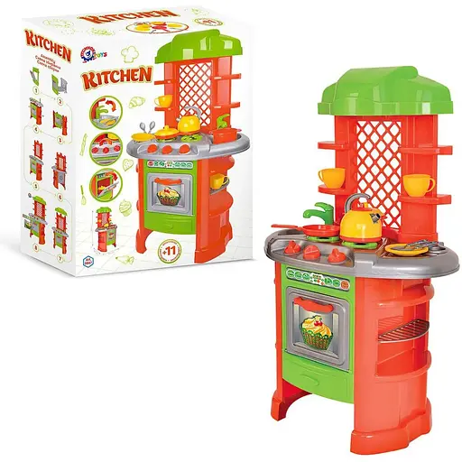 Игровой набор, кухня с игрушечной посудой, красного цвета - фото 2