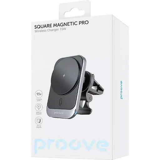 Автотримач із бездротовою зарядкою Proove Square Magnetic Pro 15W (WHSP15010004) [136214] - фото 3