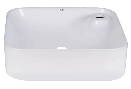 Комплект Qtap Stork: Раковина накладная квадратная 430x430x125 мм White + Донный клапан PU02 (QT15112194WN47318) - фото 2