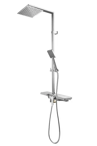 Душова система Rea Lucas хром з виливом та полицею REA-P0221, Хром - фото 2