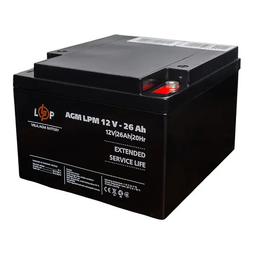 Аккумулятор AGM LPM 12V-26 Ah под болт М5 - фото 1