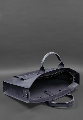 Шкіряна сумка для ноутбука та документів Універсальна синя Crazy Horse - фото 6