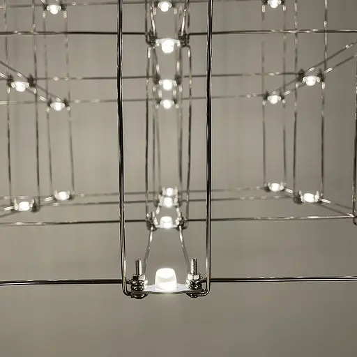 Срібна геометрична люстра у формі паралелепіпеда 100х72х60 см | Арт. MJ 199-1000*720*600 CH | Line F - фото 3