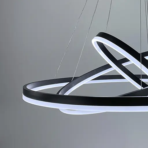 LED люстра на три кольца в черном каркасе 60+40+20 см Ст. G 68-600+400+200 BK Line F - фото 2