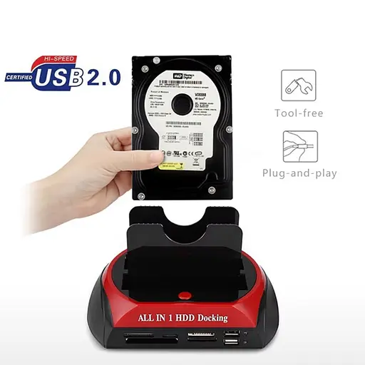 Док станція для HDD - зовнішня кишеня для жорстких дисків 2,5 - 3,5 дюйми з картридером Kkmoon 875 - фото 3