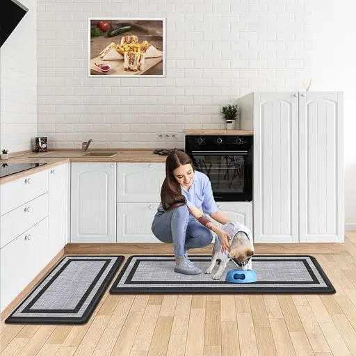 Килимок кухонний Lovely Svi - м'який з ефектом пам'яті антиковзкі - 44x150x 1 см Сіра окантовка (181223) - фото 2