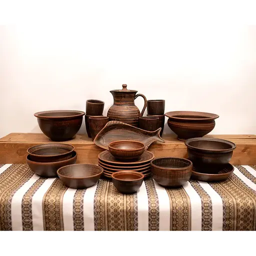 Рождественский набор керамической (глиняной) посуды В сочельник на 6 человек